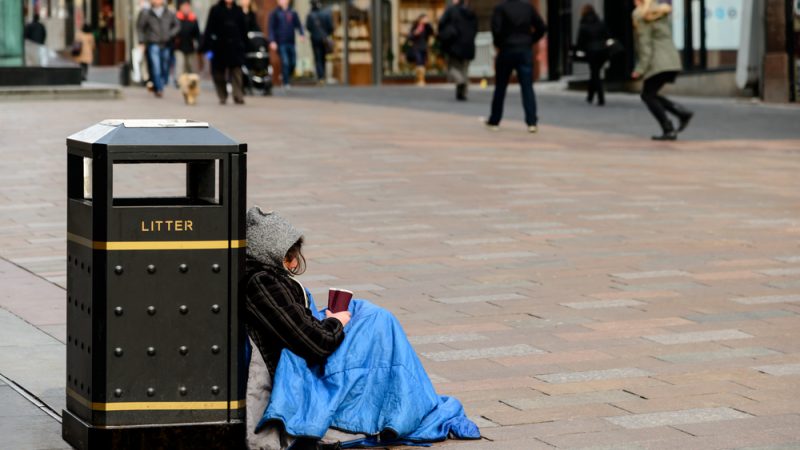 Homeless person on street in Glasgow