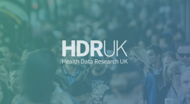 HDR UK logo on image of crowd